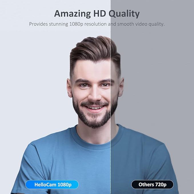 NexiGo HelloCam, 1080P Webcam with Windows Hello, True Privacy, Automatic Electronic Shutter, Computer Camera, Microphone, Facial Enhancement, HD USB Web Cam