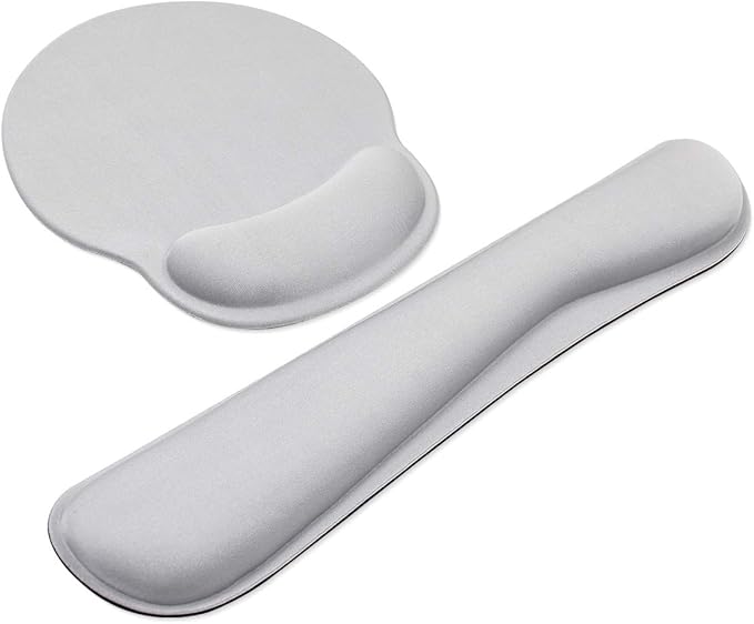 Ergonomic Keyboard Mouse Pad Wrist Rest Support Set for Laptop/Computer/Desktop,Memory Foam Hand Rest Wrist Cushion for Gaming/Office,Lightweight Comfortable & Pain Relief (Greyish White)