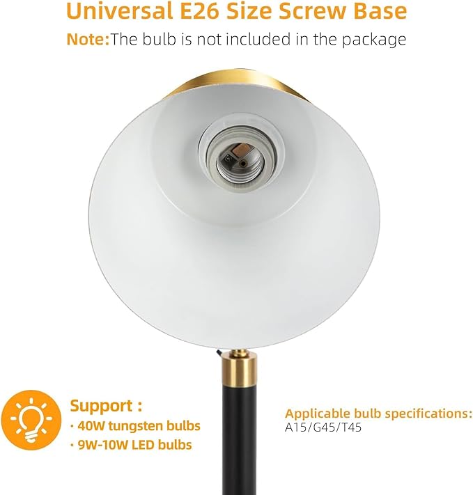 Desk Lamp with Dual USB Charging Port, Heavy Duty Metal Task Light, 340 Degree Swivel Arms, Easy Assembly with Cord Guide, Reading Lamp for Home Office, Black & Gold (Bulb Not Included)