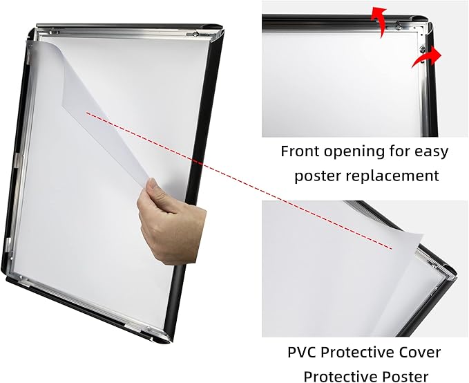 6Packs Pedestal Poster Sign Stand, Adjustable Aluminum Snap Open Frame Sign Holder Poster Stand 11x17 Inch for Vertical/Horizontal Display, Black