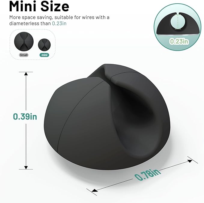 18 Pack Mini Cable Clips, Znben Cord Organizer Holder Adhesive Cord Management Charger Wire Holder Clips for Desk, Home, Office, Car, Cubicle, Nightstand Black