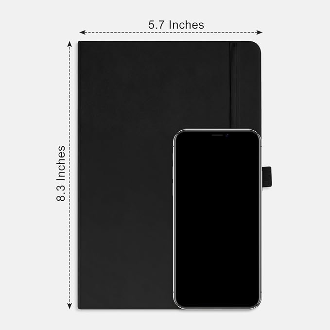 RETTACY Blank Journal Notebook, 192 Pages, A5 Medium Size (5.7'' x 8.3''), Leather Hardcover, 100 GSM Thick Paper, for Sketching, Drawing, Painting (Black)