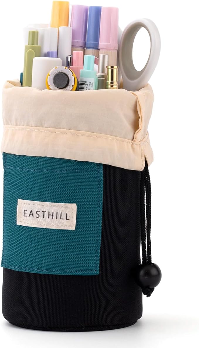 EASTHILL Desk Organizer Pencil Holders Pen Case Pouch for Girls Home School and Office Supplies-Black