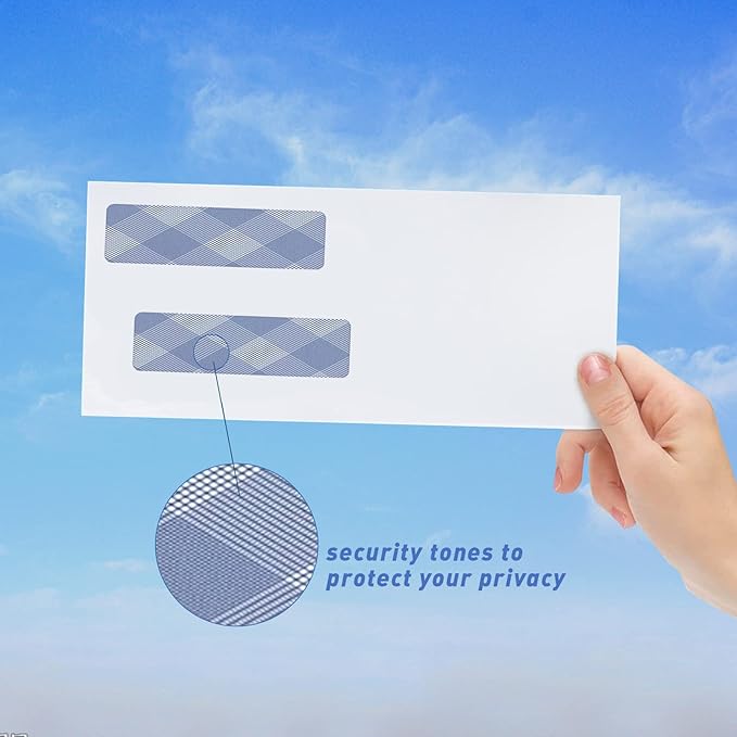 500#8 Self Seal Business Envelopes, PANDRI No.8 Double Window Design for Business and Quickbooks Check(invoice not fit), Documents Secure Mailing - Number 8 Size 3 5/8 X 8 11/16-24LB