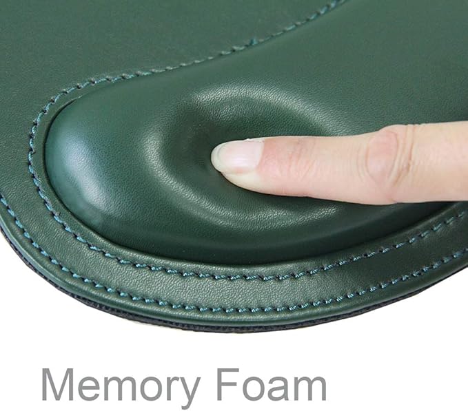 RICHEN Ergonomic PU Leather Keyboard Wrist Rest and Mouse Pad with Wrist Support, Memory Foam Set for Computer/Laptop,Gaming and Office, Comfortable for Easy Typing & Pain Relief (Dark Green)