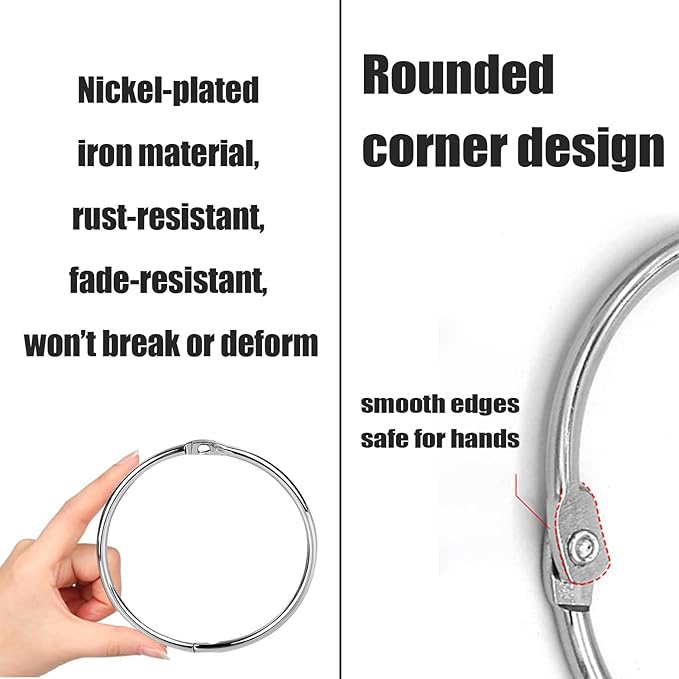 3 Inch Loose Leaf Binder Rings (36 Pack), Nickel Plated Metal Book Rings for Index Cards, Documents, Keychains, DIY Crafts, Office, School, and Home Supplies (3-inch)