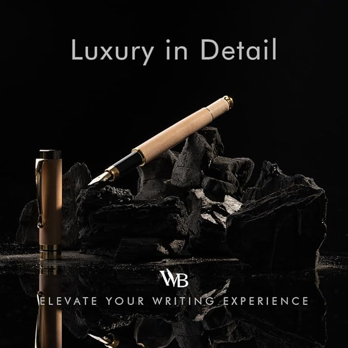 Wordsworth & Black Fountain Pen Set, Luxury Bamboo Wood - Extra Fine Nib, Gift Case; Includes 6 Ink Cartridges, Ink Refill Converter -Journaling, Calligraphy; Drawing, Smooth Writing [Maple Wood]