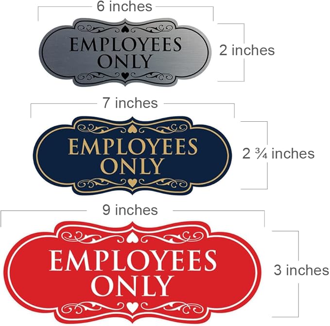 Designer EMPLOYEES ONLY Sign | Easy Installation | Office or Business Signs | Workplace Safety - Dark Brown - Medium (10 Pack)