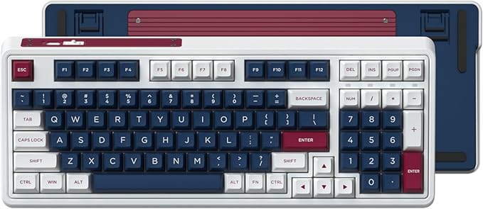 CMK98 Wireless Mechanical Keyboard with Number Pad,Tri-Mode Hot Swappable 99 Key Custom Gaming Keyboard, Linear Switches Gasket Creamy Keyboard RGB for Win/MAC (Blue Red)
