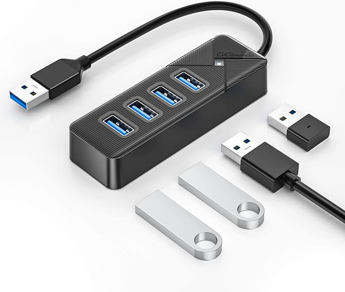 PG4U-U3 4-Port USB 3.0 Hub - 0.15M Cable, 5Gbps High-Speed Data Transfer, Multi USB Port Expander for Windows/Mac/Linux, USB Splitter for PC, Laptop, Mac/MacBook Air/Pro - Black