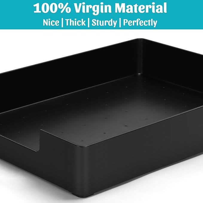 Letter-Size Tray Desk Letter Tray Paper Tray, Sturdy Heavy-Duty Plastic Printer Paper Tray, Single-Tier Stackable File Storage Organizer for Office Home (2, Black)