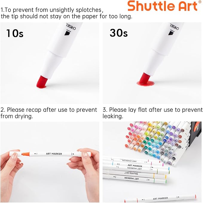 Shuttle Art 61 Colors Alcohol Markers, 60 Colors Dual Tip Art Marker Set Plus 1 Colorless Blender with Marker Case Perfect for Illustration Students Adult Coloring Sketching