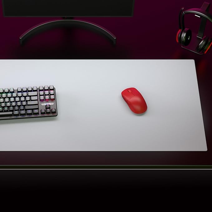 Pulsar - Superglide Premium Glass Mouse Pad XXL ALUMINO-Silicate Glass Surface Anti-Slip Fully Molded high-Density Silicone Rubber 38.5in x 16.5in (XXL, White)