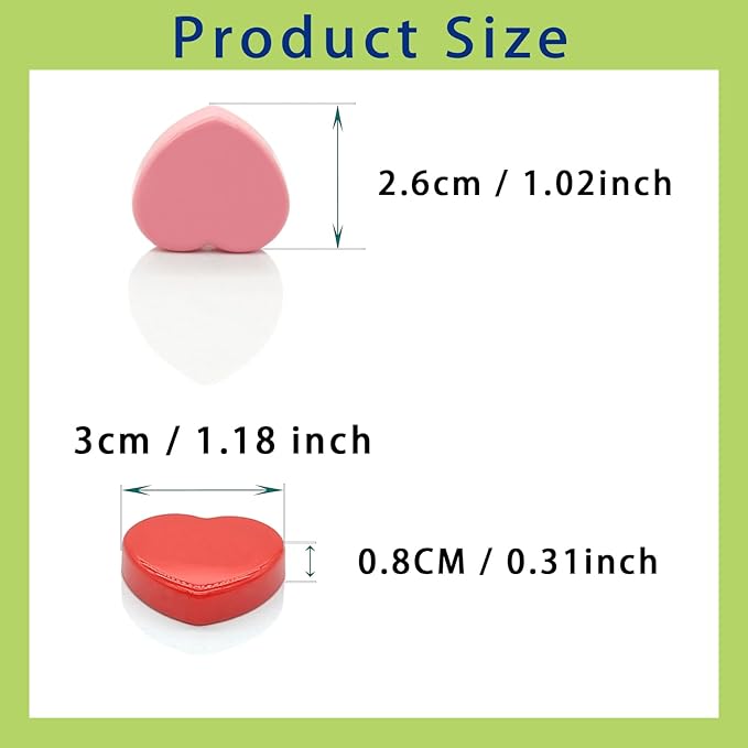 Fridge Magnets, 60 Pcs Mini Cute Magnets for Fridge, Locker, Kitchen, Office (10 Colors, Heart)