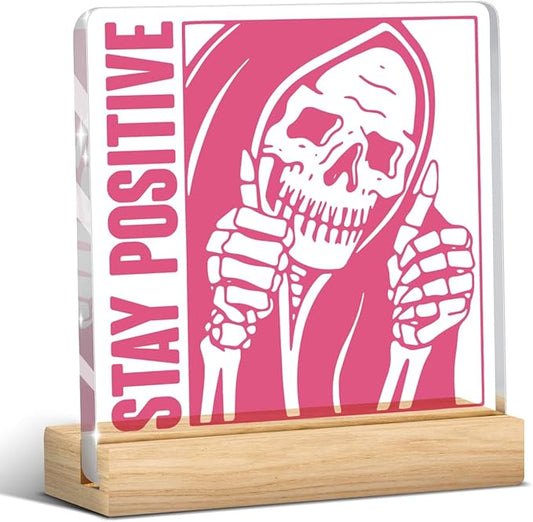 Pink Room Decor Preppy Pink Inspirational Mental Health Awareness Positive Affirmation Sign Acrylic Sign Plaque Motivational Table Decorations for Home Office Bedroom Farmhouse