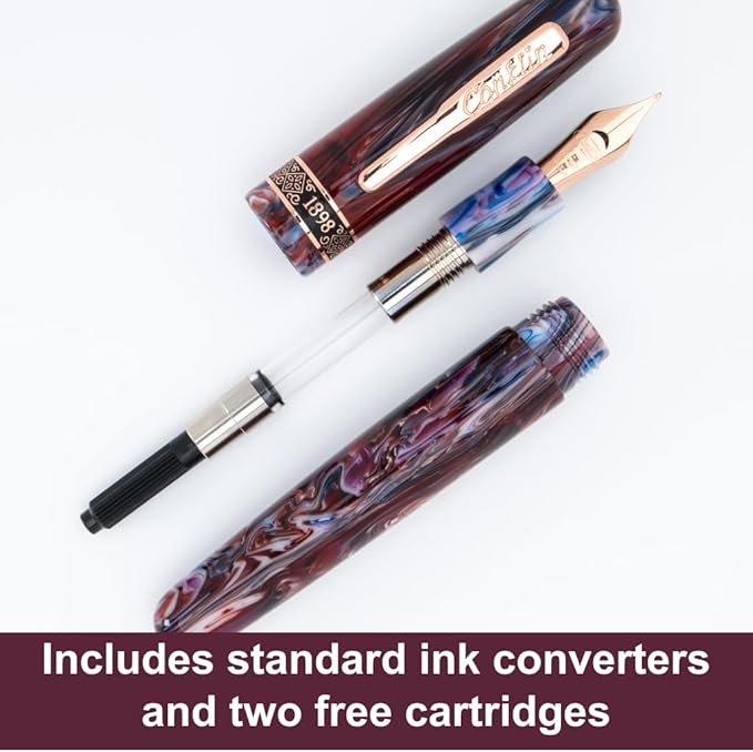 Conklin 1898 Fountain Pen, Misto Purple - Stub Nib | Luxury Writing Instrument with Unique Resin Blend | JoWo Stainless Steel Nib Made in Germany | Ideal for Calligraphy Enthusiasts