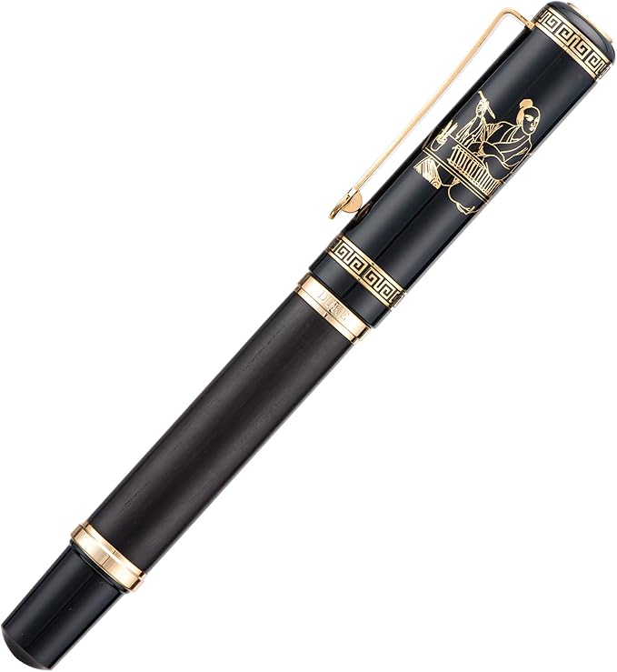 Lanxivi Duke Fude Pen Bent Nib Ebony, Sima Qian Memorial Fountain Pen Medium to Broad Art Drawing Calligraphy Handwriting Pen
