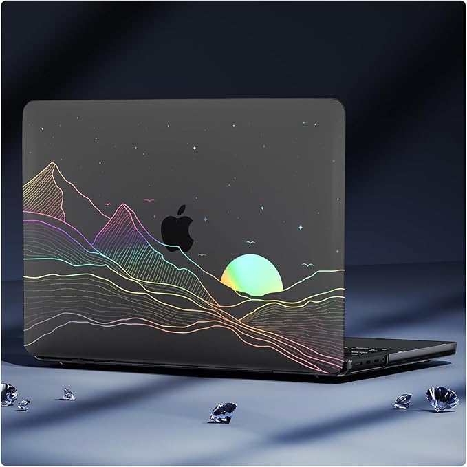 KEROM Clear Black Case for MacBook Air 13 inch 2021-2018 M1 A2337 A2179 A1932, Plastic Hard Shell Case & Keyboard Cover for MacBook Air 13.3 inch, Sunrise