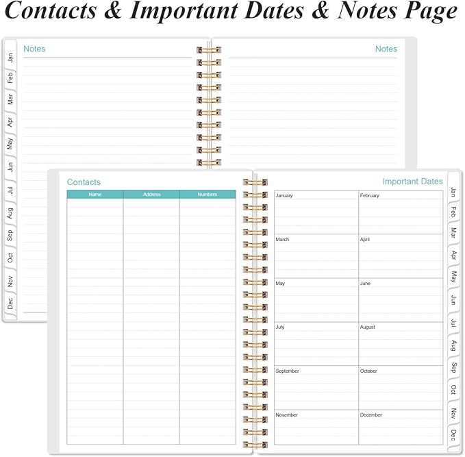 2026 Planner - A5 Weekly & Monthly Planner Spiral Bound, January 2026 - December 2026, with Flexible Cover, Tabs, Inner Pocket, 6.4" x 8.5", Rose Leaf