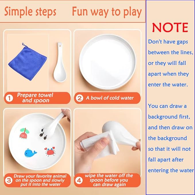 IRWPITW Magical Water Painting Pens for Kids, 12 Colors Magic Drawing Pen Bundle, Kiddies Create Magic Pen Floating Ink Drawings Set with Spoons and Towel, Tattoo Water Marker Gifts for Boys and Girls