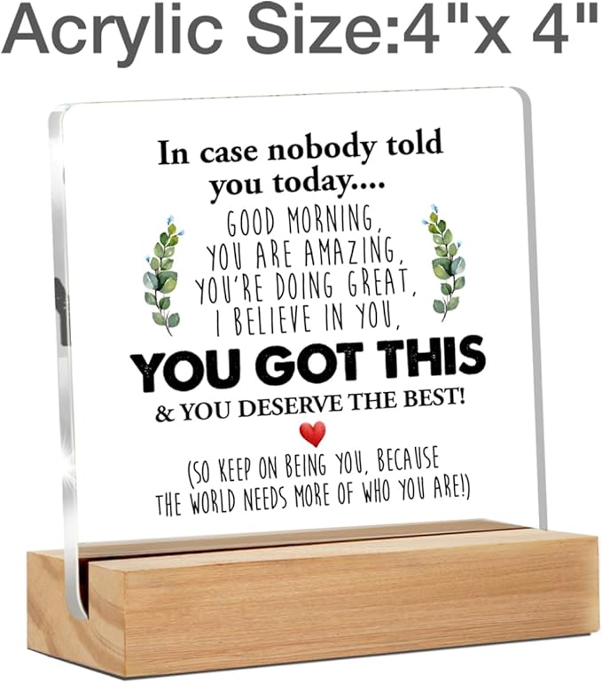 GTGIC Inspirational Desk Sign - Motivational Quote - Clear Acrylic - 4 x 4 Inches - Modern Theme - Tabletop Decorative Sign