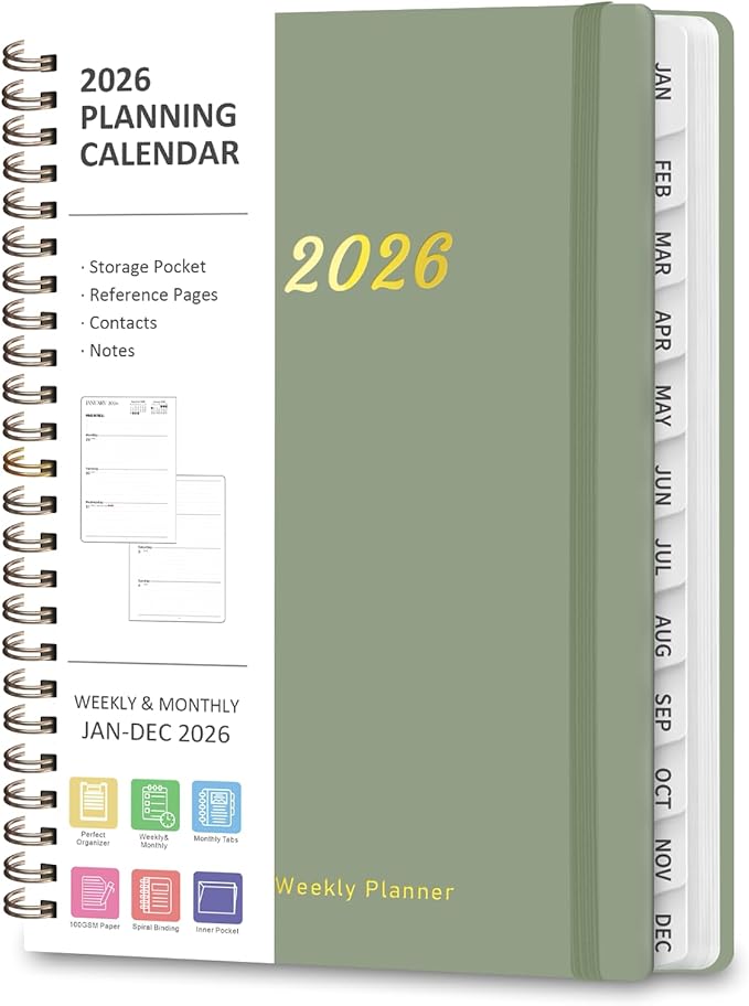2026 Planner, Weekly and Monthly Calendar Planning Agenda, Jan 2026 - Dec 2026, Academic Planner Book, Desk Accessories and Office Supplies for women & men - A5 (6.3'' x 8.5'')