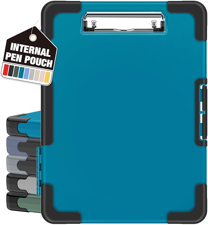 Sooez Toughest Clipboard with Storage, Internal Pen Pouch Included, Letter/ A4 Size, Shockproof Heavy Duty Plastic Clip Boards 8.5x11”, High Capacity Clipboards Box Case for Contractor Trucker Driver