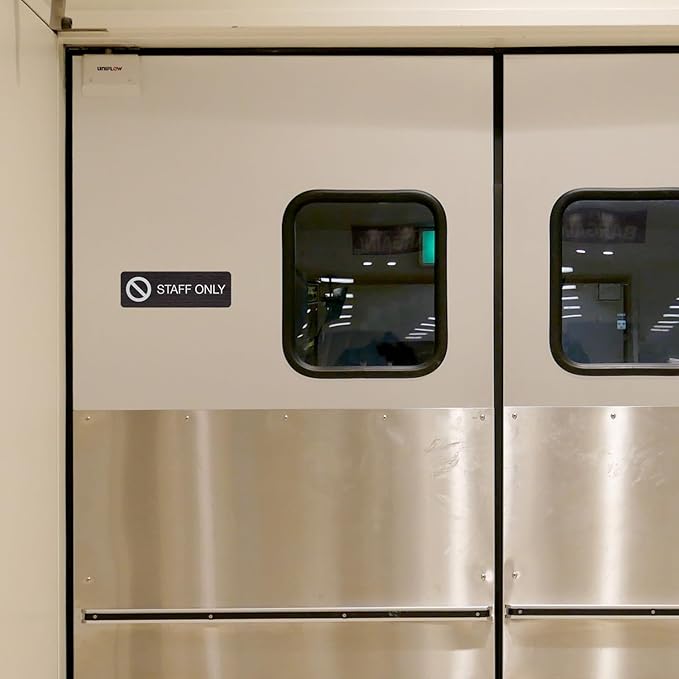 Dark Woodgrain Staff Only Sign / 3" x 9" Faux Wood Easy Adhesive Wall Room Notice/Restaurant Small Business Alternative Door Mount/Made In The USA