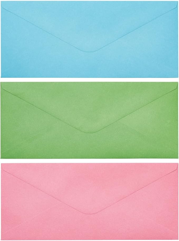 Sustainable Greetings Business Mailing Envelopes - Assorted Color Envelopes - Gummed V-Flap Seal - High-Volume Bulk Office Supply - 4.125 x 9.5 in, Pack of 120, Multicolored