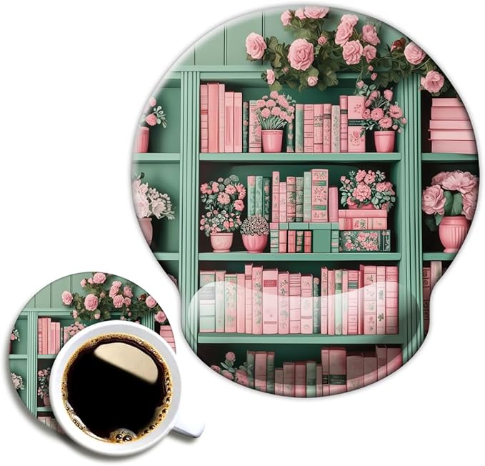 Ergo Comfort Gel Wrist Rest Mouse Pad-Ergonomic Office Mousepad with Wrist Support-Non-Slip, Design Desk Accessories Mat for Home&Game Decor Book Floral