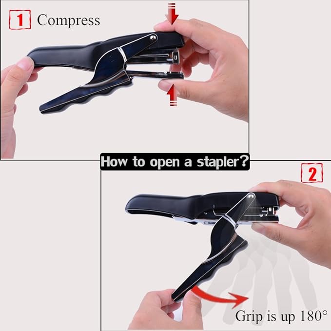 Stapler with 1000 Staples-Plier Stapler Save 60% Power,Good for Stapling at Home School or Warehouse (Black 4 Pack)