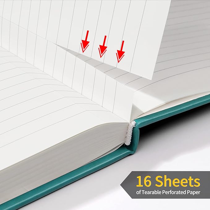 Annecy Lined Journal Notebook, Hardcover Numbered College Ruled Journal, Medium 5.5x 8.25, 160 Pages 100GSM Writing Paper, Turquoise