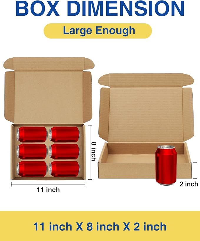 Shipping-Boxes-11x8x2 Inches: 25 Pack-Cardboard-Boxes-for-Packaging, Brown-Shipping-Boxes-for-Packing-Small-Business, Corrugated Box Mailers for Book Shoes Gift Mailing