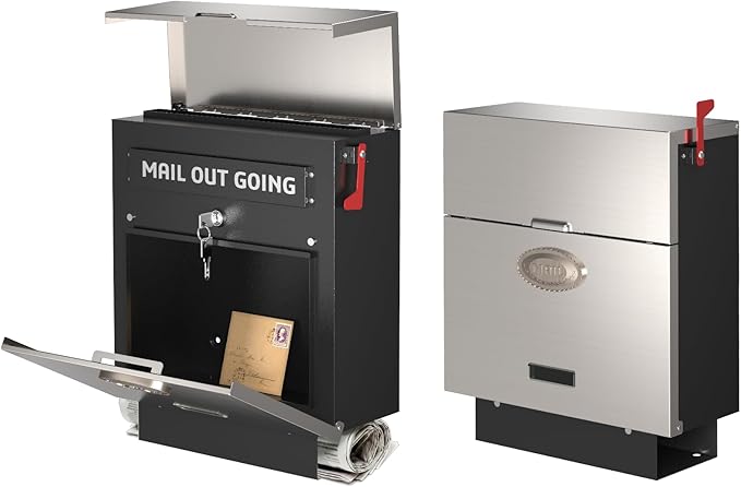 Pochar Stainless Steel Mailbox for Walls, Heavy Duty Wall Mounted Mailbox with Newspaper Holder - 14.25'' x 6'' x 17.25'' Silver Rust Proof Steel Dropbox