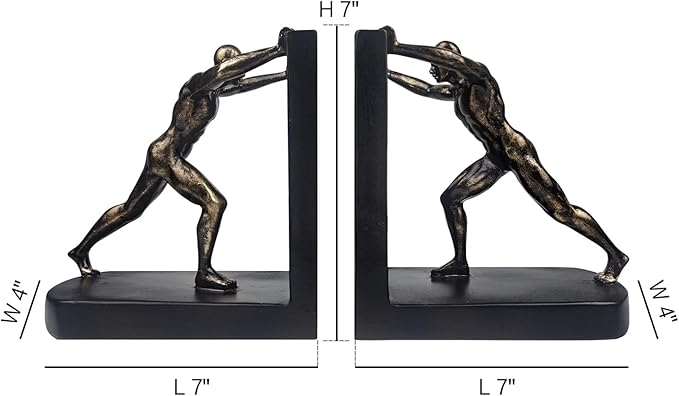 LIFFY Man Decorative Book Ends,Resin Non Skid Bookends for Heavy Books,Bookends for Shelves Decorative,Creative Shelf Decorations to Hold Books for Home,Office Desk,Bookshelf,Study