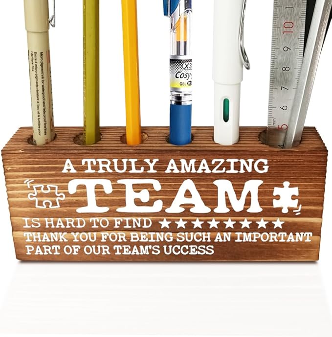 FOKCBOCM A Truly Amazing Team is Hard to Find, Inspirational Team Office Decor, Appreciation gifts for Team, Going Away Gift Retirement Gift for Coworker Boss, Farmhouse Organizer Pen Holder-DBB24