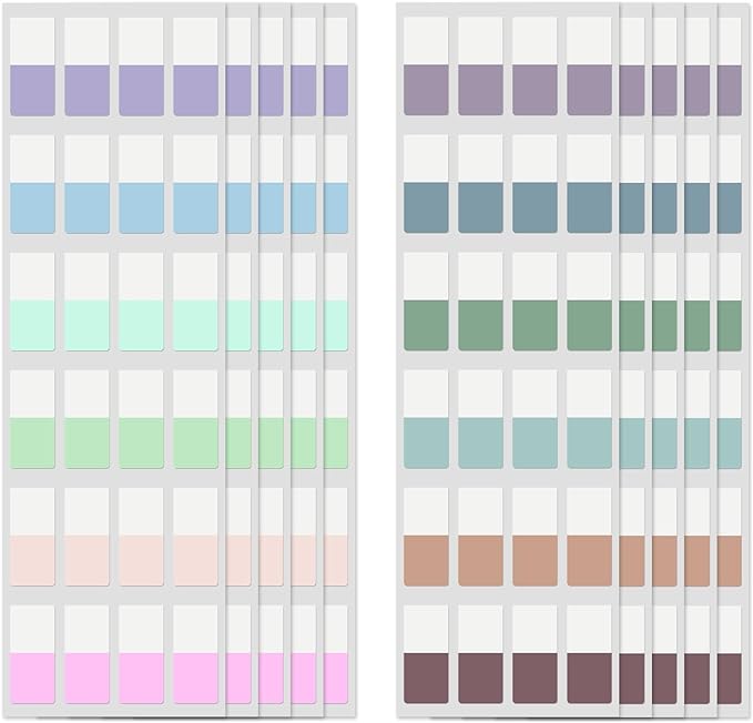 480 Pcs Sticky Index Tabs, Colored Book Sticky Tabs for Notebooks, Repositionable Page Tabs for Notebooks File Classification,12 Colors (0.5×1inch)