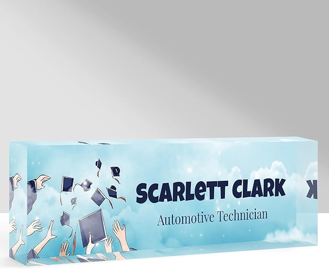 Custom Name Plate for Desk, Personalized Acrylic Office Name Sign with Name & Title, Elegant Desk Decor for Women Men, Employee Appreciation Gift (Class)