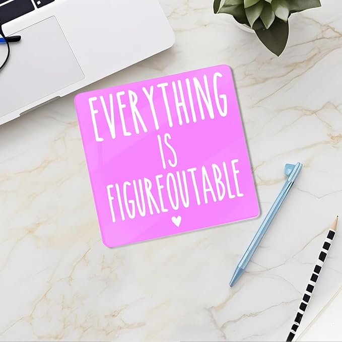 Mental Health Desk Decor Clear Acrylic Sign 4x4 Inch, Inspirational Gifts for Women Men Friends, Therapy Office Decor Pink Cute Desk Gadgets Table Top Cubicle Accessories Room Decorations