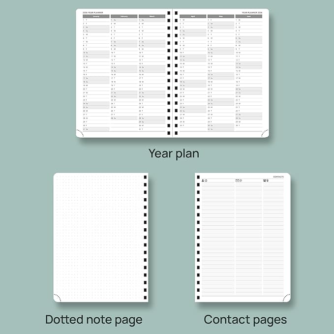 POPRUN Planner 2025-2026 Weekly Notebook (Medium 8.5''x 6.5''), Academic Calendar (JUL.25 - JUN.26) Appointment Book with Monthly Tabs, Spiral Soft Cover, Inner Pocket, 100 GSM - Royal Blue