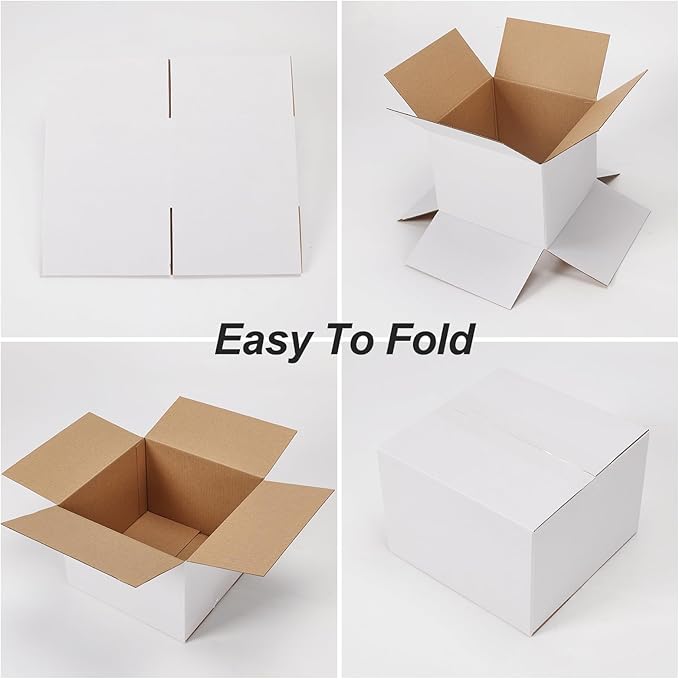 7x7x5 Shipping Boxes Set of 40, White Kraft Corrugated Cardboard Boxes Mailers for Packaging, Small Moving Box(17.8x17.8x12.7 cm)