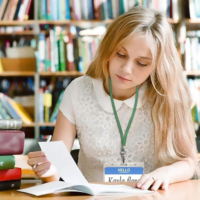 10pack Lanyards for Id Badges Holder Bulk Lanyard with Clip Swivel Hooks for Name Tag ID Badge Holder,Students, Employees (10, Green)