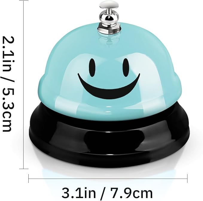 Hotop 3 Pcs Desk Bell for Service Funny Front Desk Smile Face Metal Ringer Call Bell for Kitchen Hotel Restaurant Classroom(Smile Face,Macaron Pink, Blue, Purple)