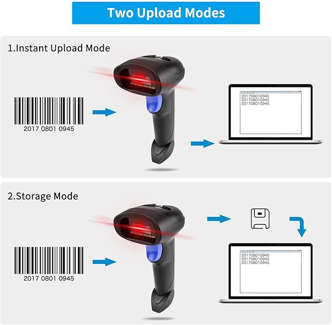 NetumScan Bluetooth CCD Bar Code Scanner with Stand, 3-in-1 Handheld Automatic 1D Barcode Reader Barcode Scanner for Computer, Tablet, iPhone, iPad, Android
