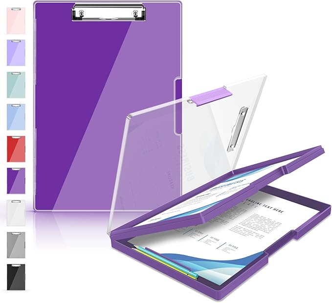 Sooez Clipboard with Storage, Heavy Duty Cleaview Clip Boards 8.5x11 with Dual Storage, Dry Erase Plastic Nursing Clipboard, High Capacity Clipboards Folder for Teacher Nurse, School & Office Supplies