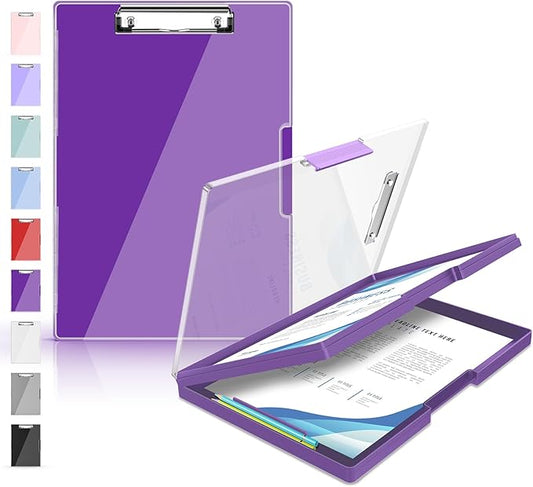 Sooez Clipboard with Storage, Heavy Duty Cleaview Clip Boards 8.5x11 with Dual Storage, Dry Erase Plastic Nursing Clipboard, High Capacity Clipboards Folder for Teacher Nurse, School & Office Supplies