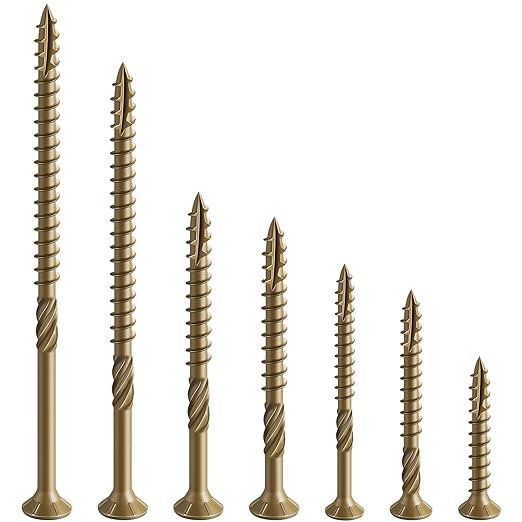 #8 * 1-1/4" Deck Screws, (467pcs) 2 lbs.Exterior Wood Screws, Rust Resistant epoxy Coated, Bronze, T20 Star Bit