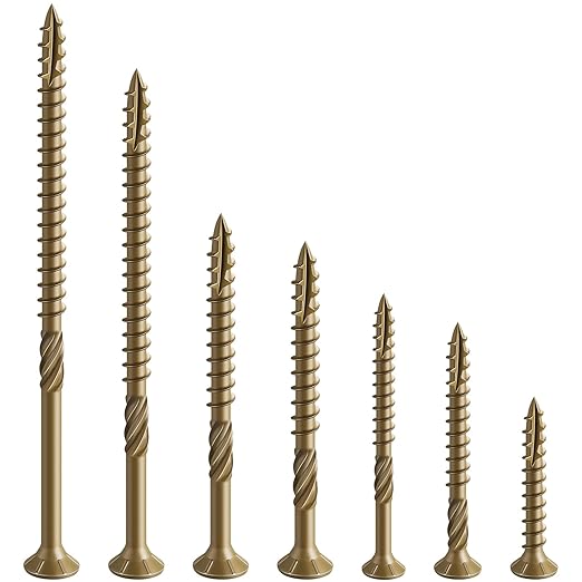 #8 * 1" Deck Screws, (480pcs) 2 lbs.Exterior Wood Screws, Rust Resistant epoxy Coated, Bronze, T20 Star Bit