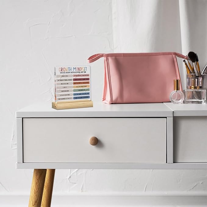 Therapy Office Decor, School Counselor Gifts, Counselor Office Desk Decor, Gifts for Women Therapist Psychologist School Counselors, Halloween Christmas Gift Growth Mindset Acrylic Sign