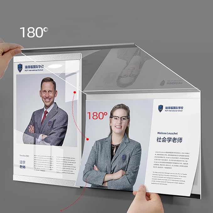 Wall Mount Acrylic Sign Holder Self Adhesive Magnetic Display Frame Clear Document Frame for Office, Store, School, Home, Wall Picture Frame (Horizontal A4 210×297mm/8.27×11.69inches)